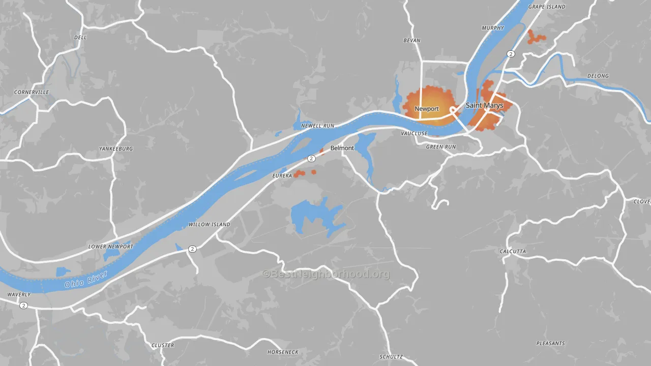 Bike Grade map of Belmont, WV