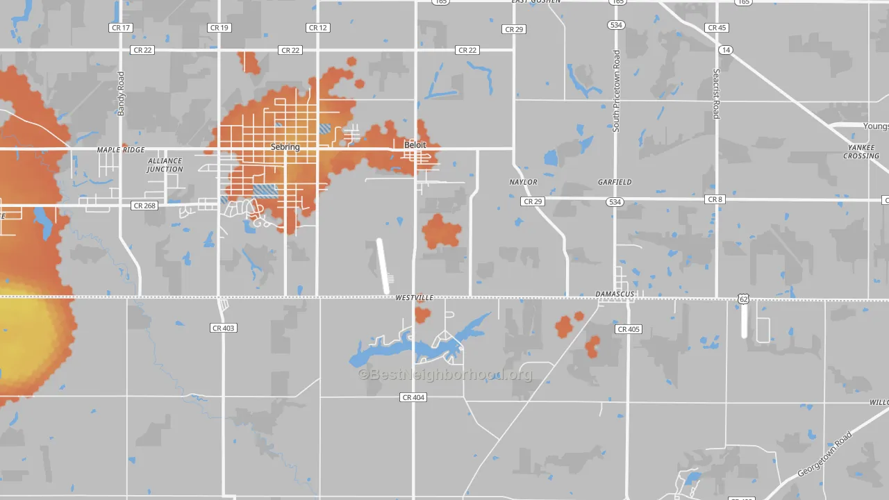 Bike Grade map of Beloit, OH