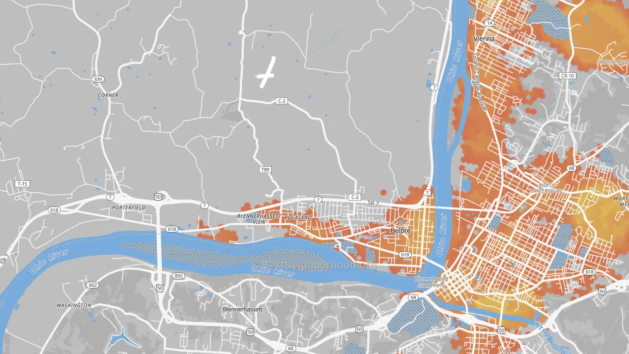 Bike Grade map of Belpre, OH