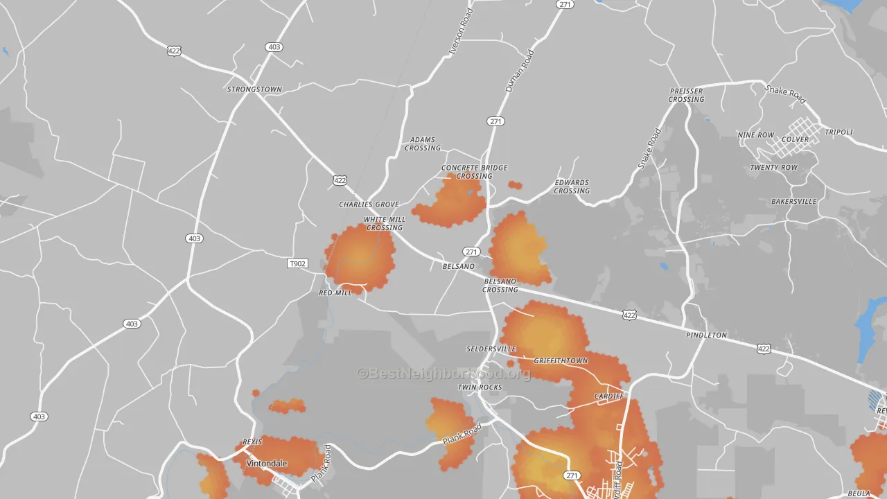 Bike Grade map of Belsano, PA