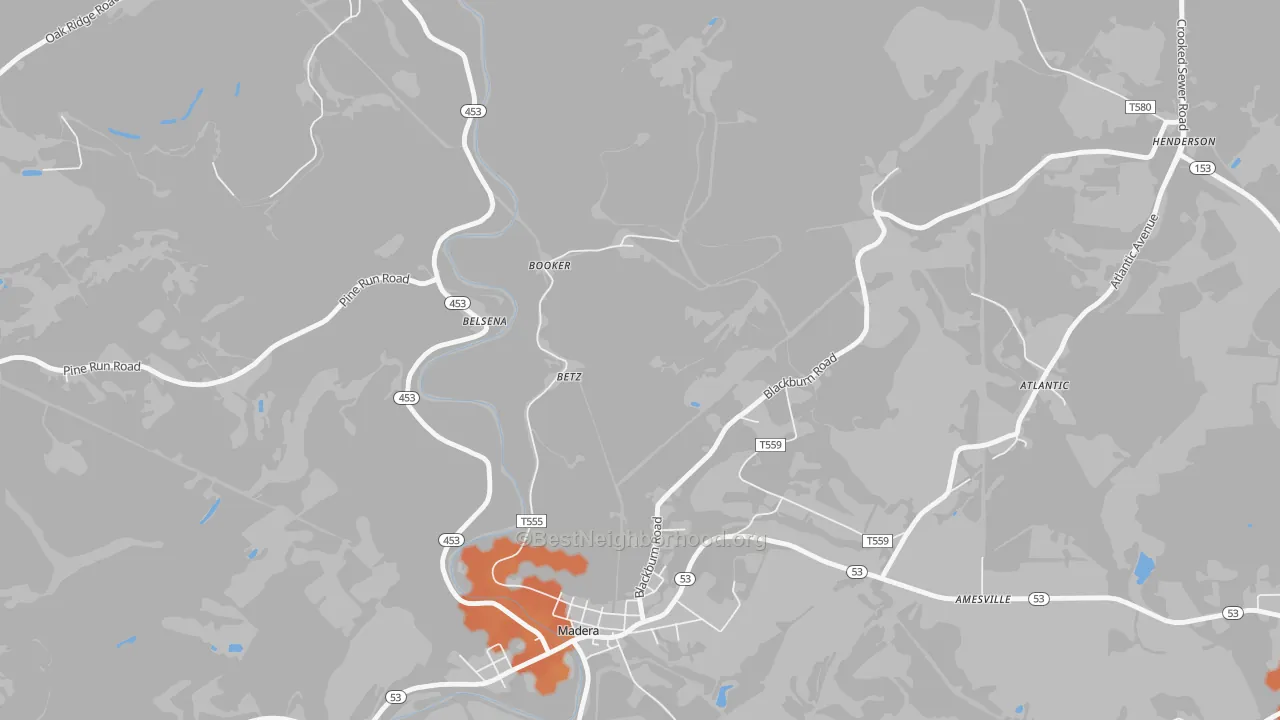 Bike Grade map of Belsena Mills, PA