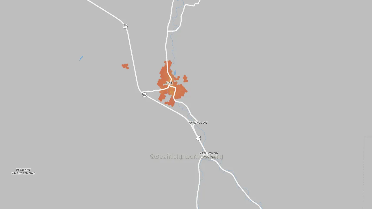 Bike Grade map of Belt, MT