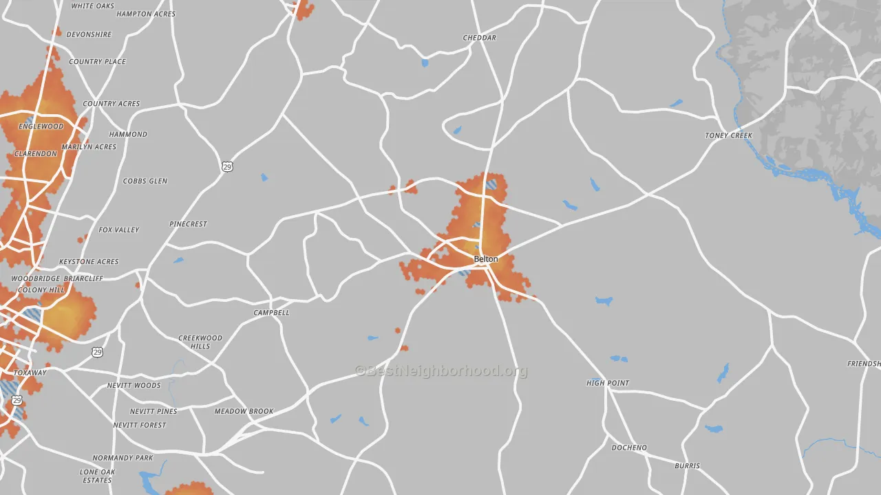 Bike Grade map of Belton, SC