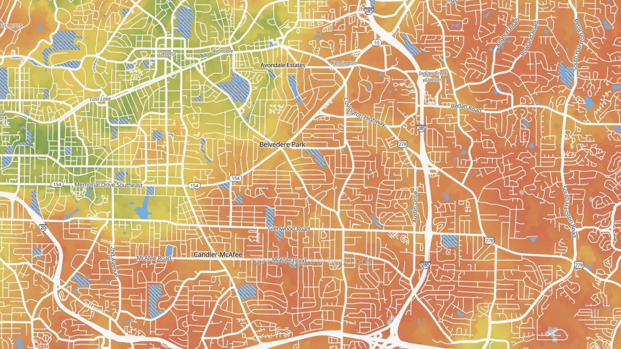 Bike Grade map of Belvedere Park, GA