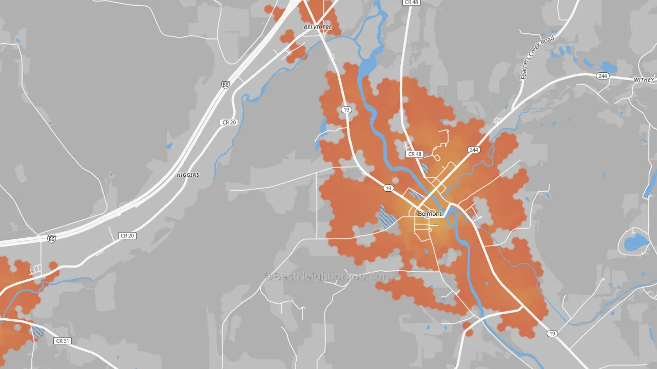 Bike Grade map of Belvidere, NY