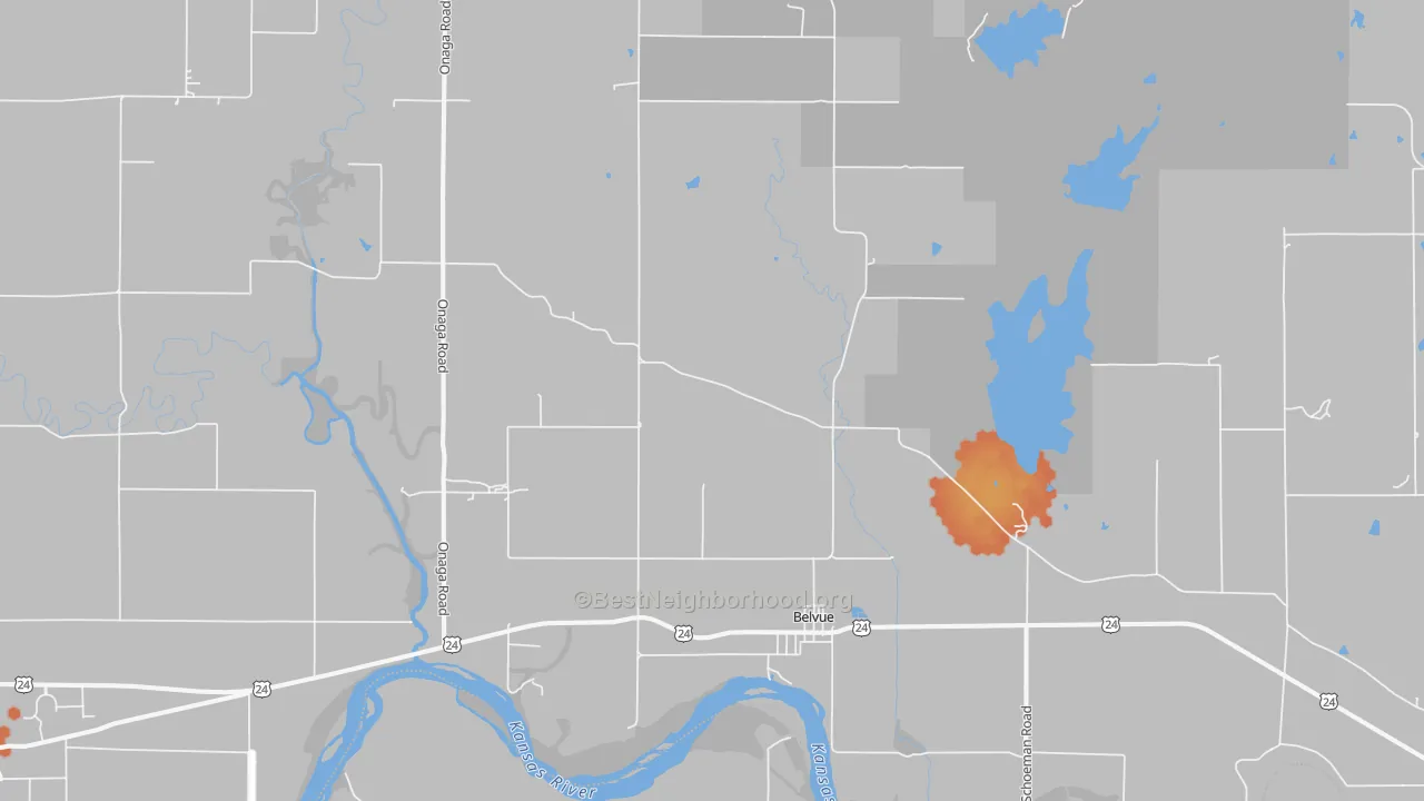 Bike Grade map of Belvue, KS