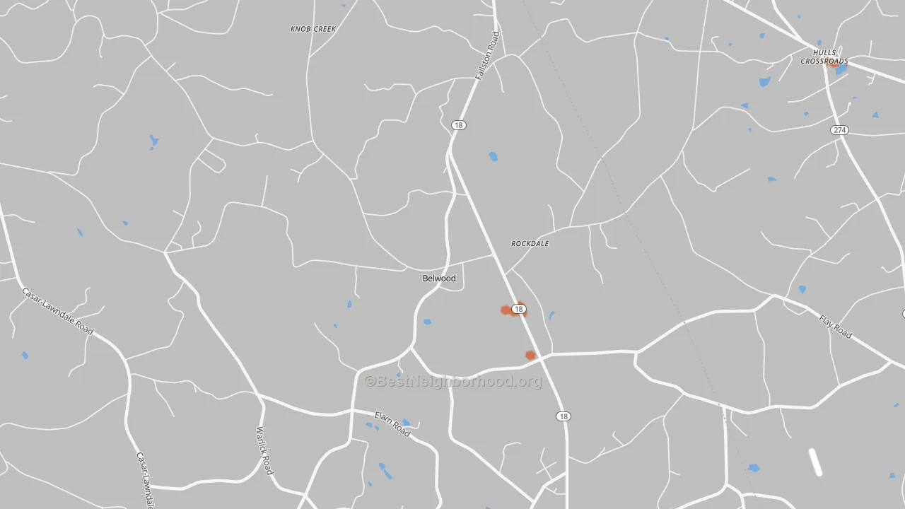 Bike Grade map of Belwood, NC