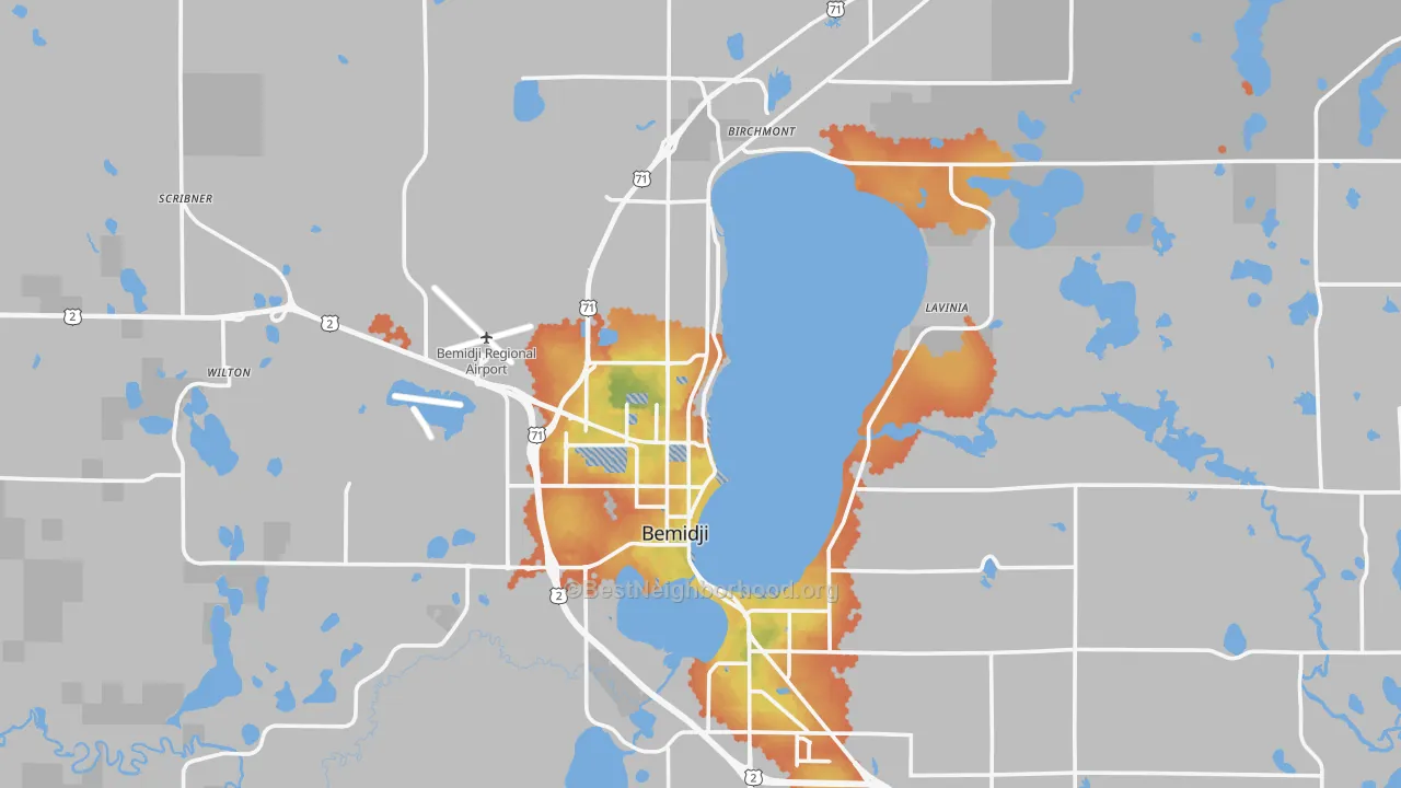 Bike Grade map of Bemidji, MN