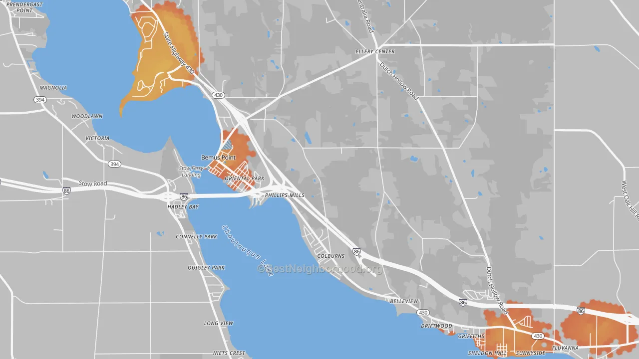 Bike Grade map of Bemus Point, NY