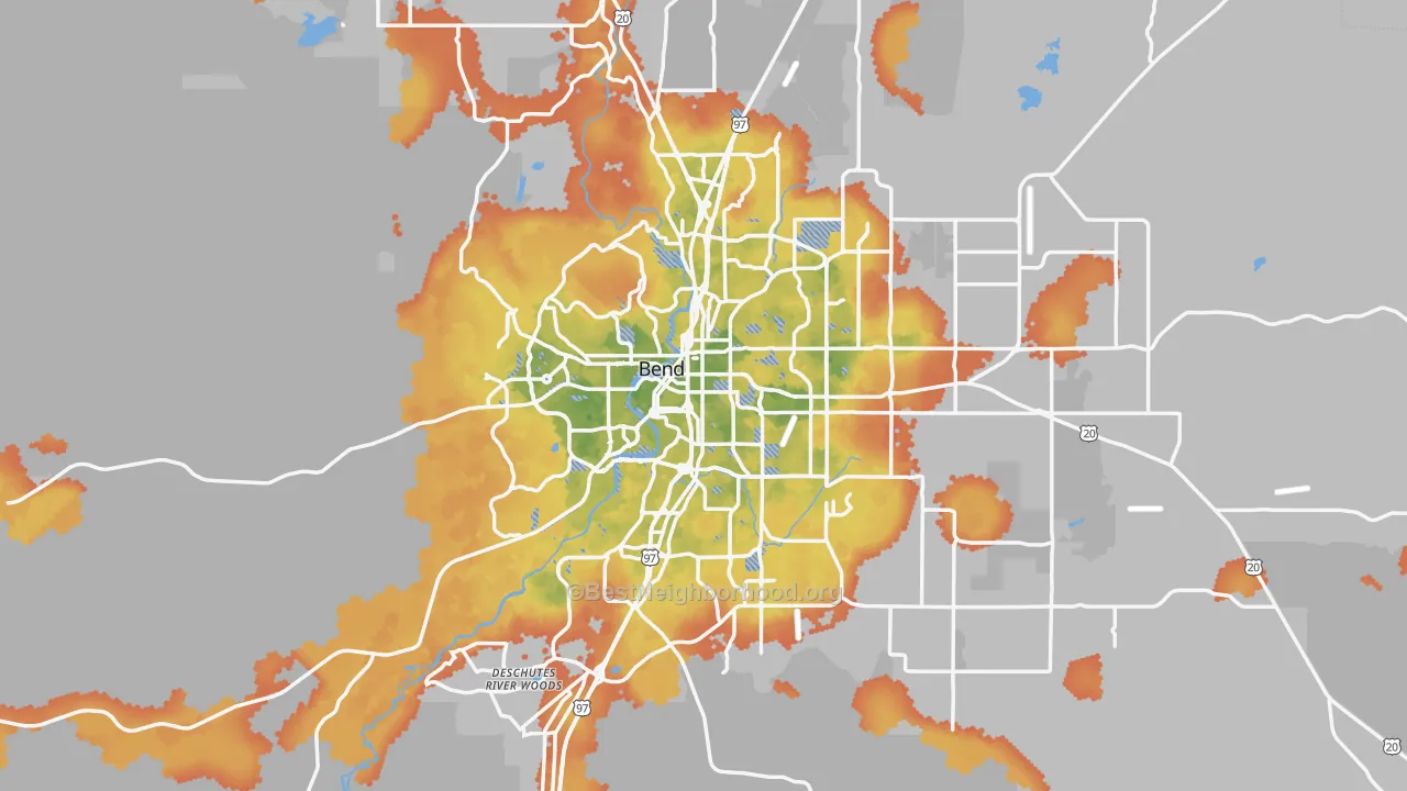 Bike Grade map of Bend, OR