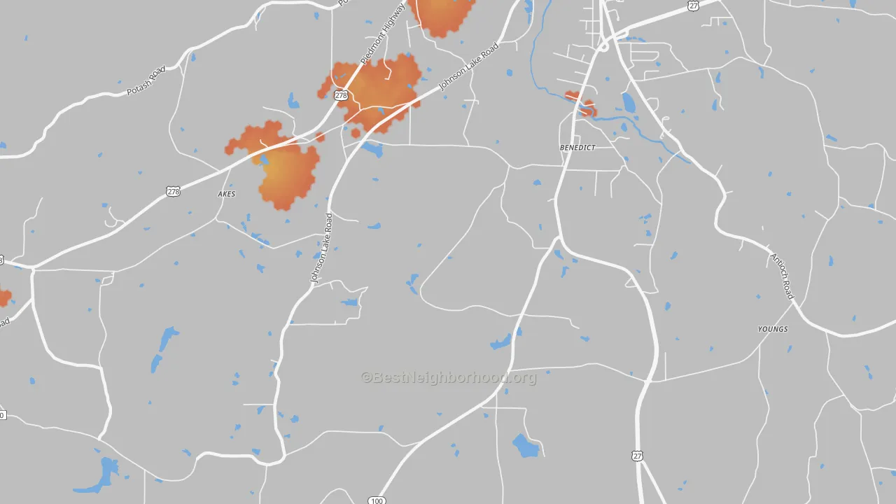 Bike Grade map of Benedict, GA