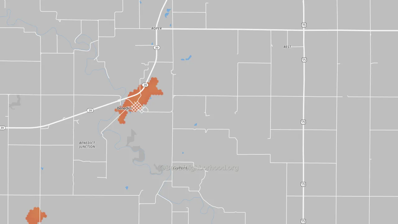 Bike Grade map of Benedict, KS
