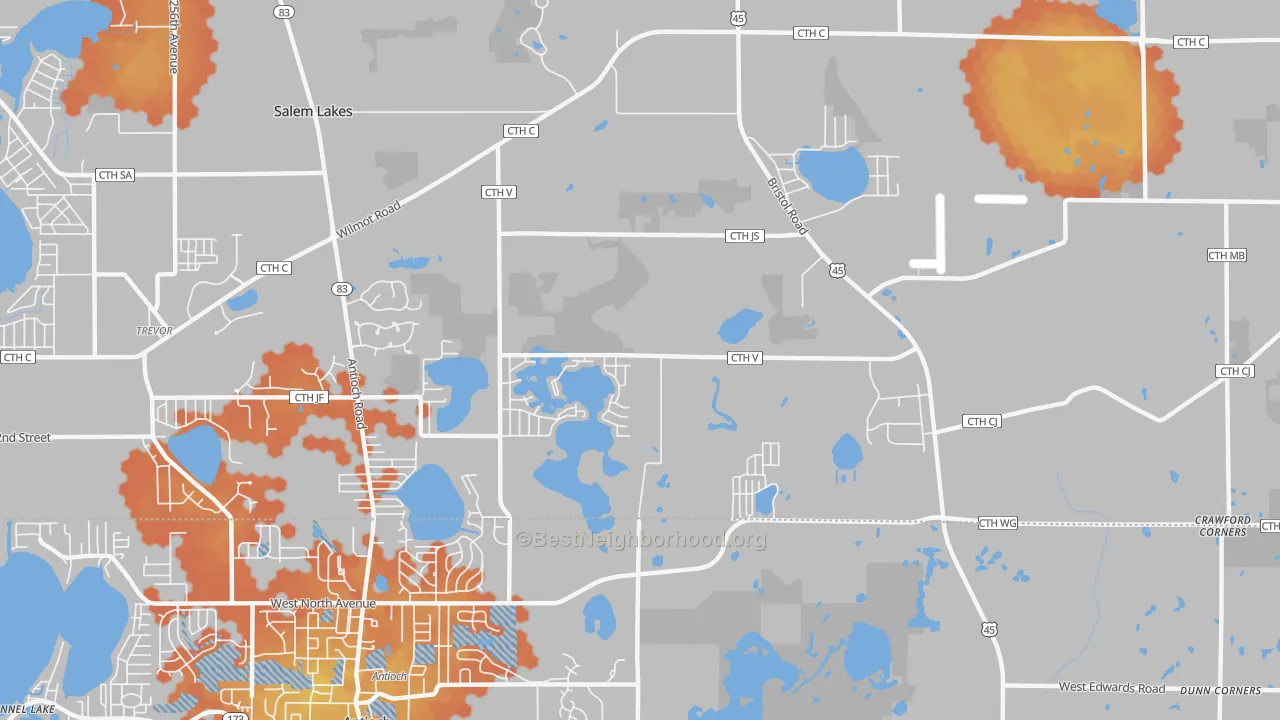 Bike Grade map of Benet Lake, WI