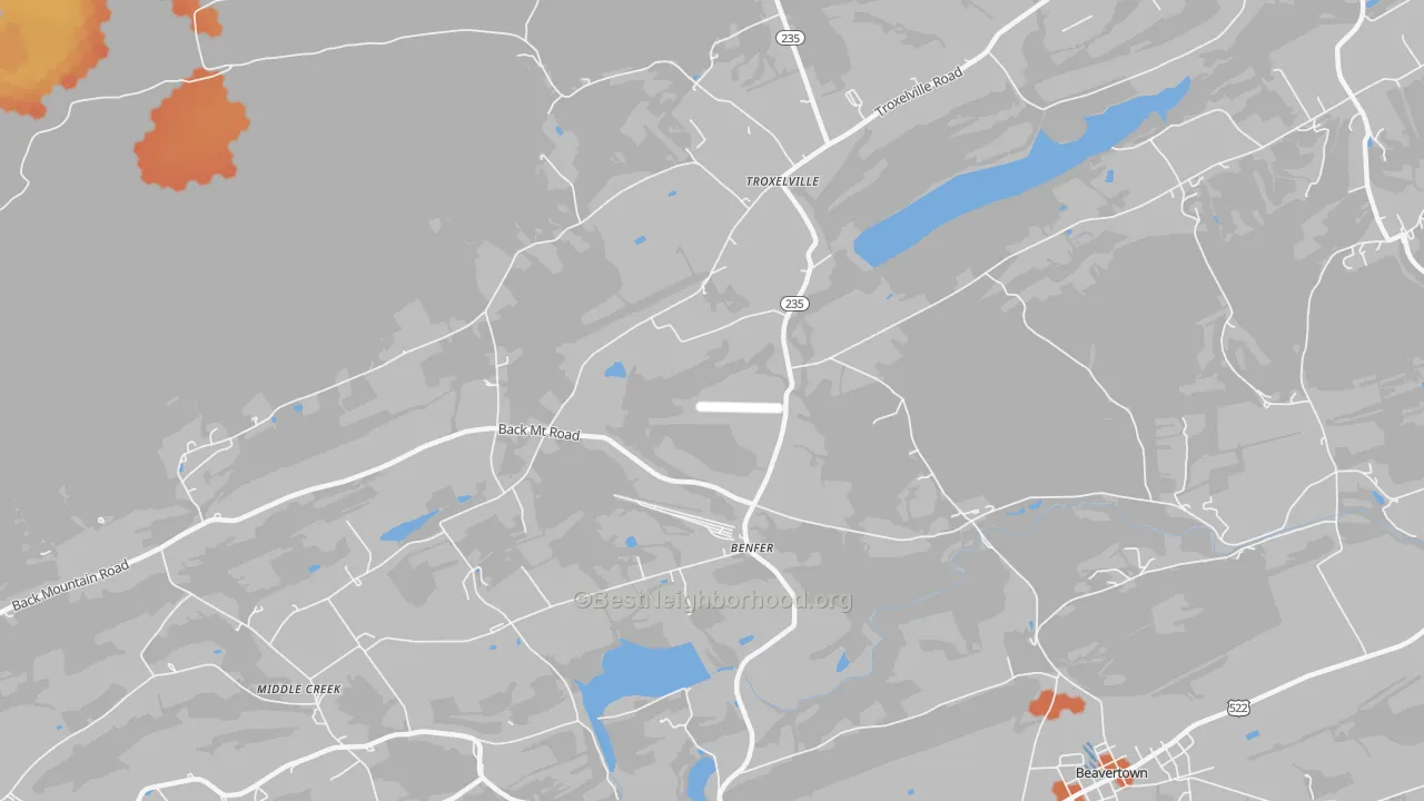 Bike Grade map of Benfer, PA