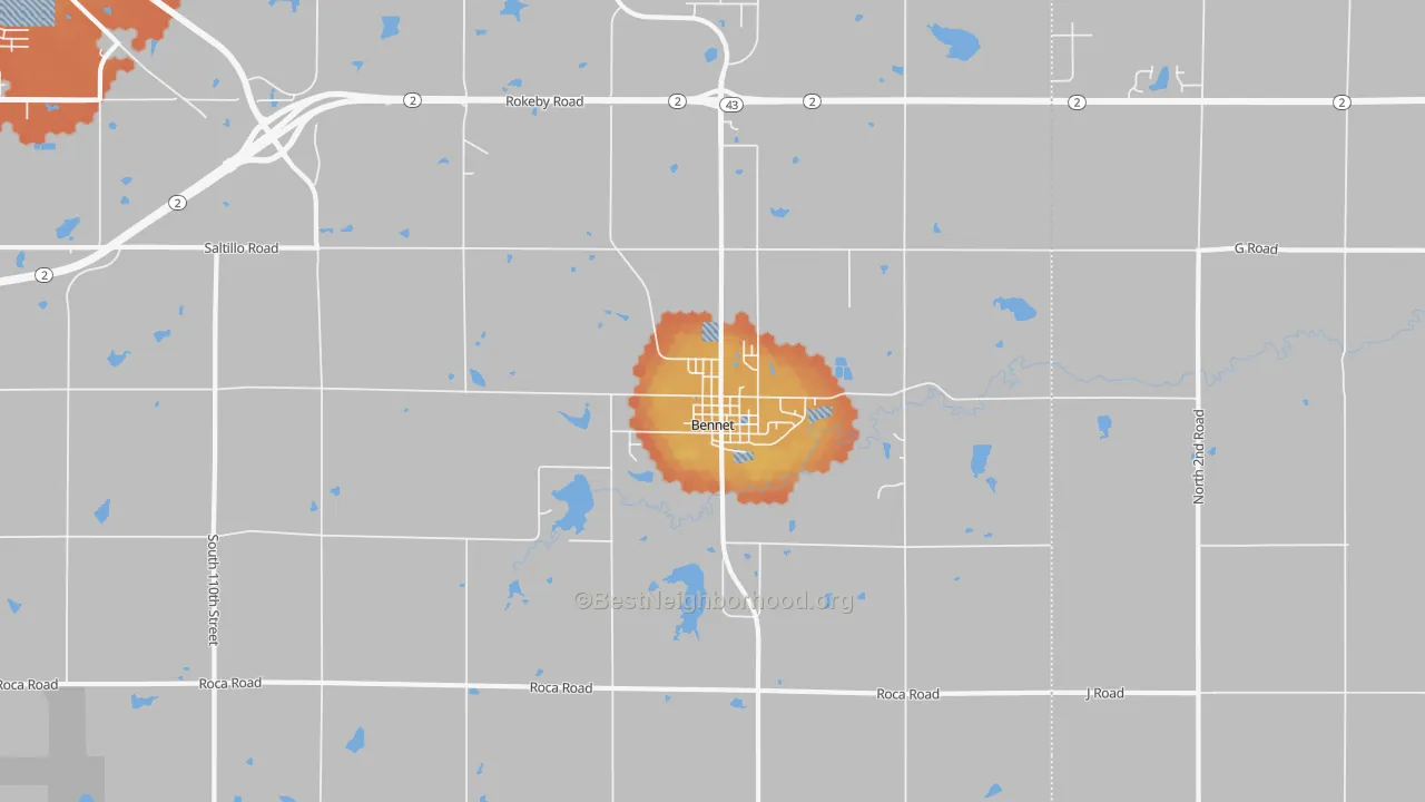 Bike Grade map of Bennet, NE