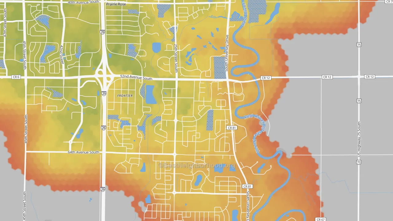 Bike Grade map of Bennett, Fargo, ND