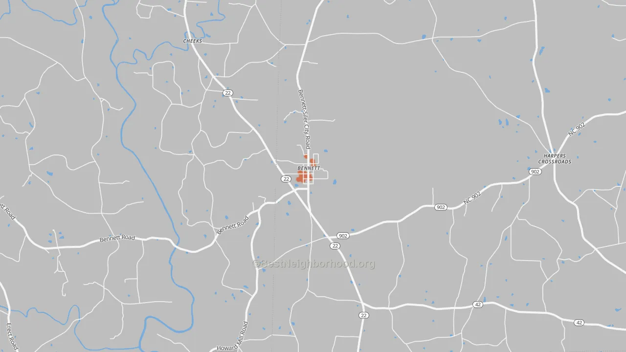 Bike Grade map of Bennett, NC