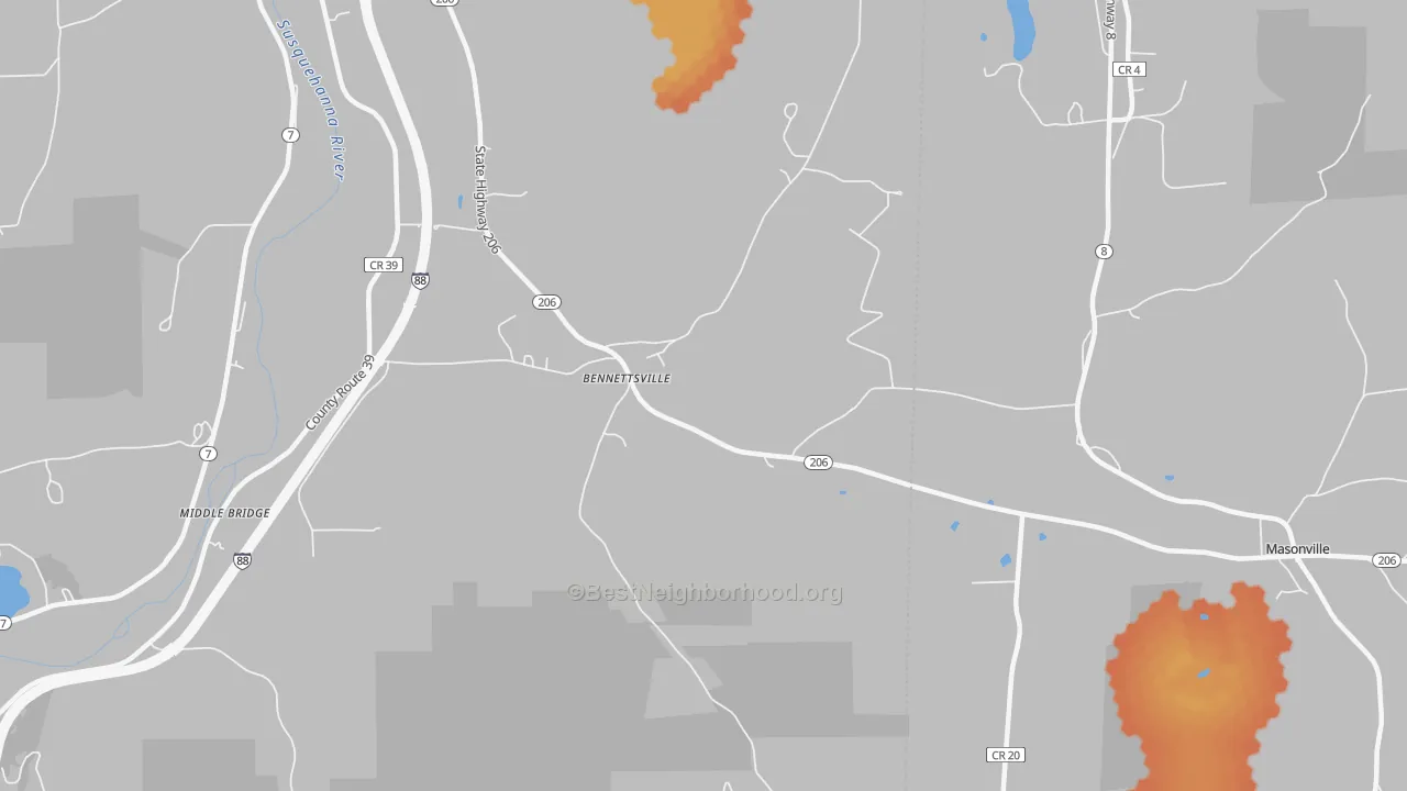 Bike Grade map of Bennettsville, NY
