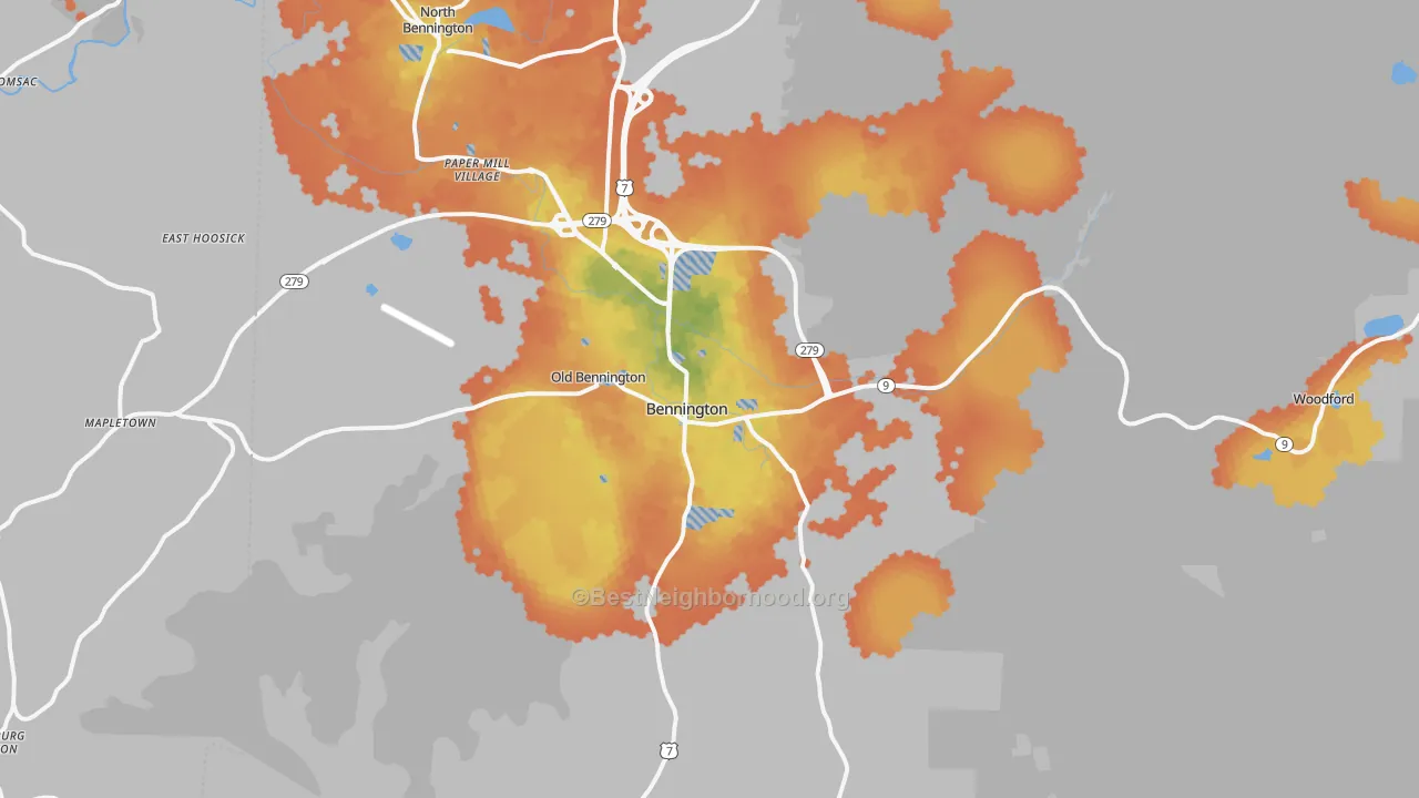 Bike Grade map of Bennington, VT