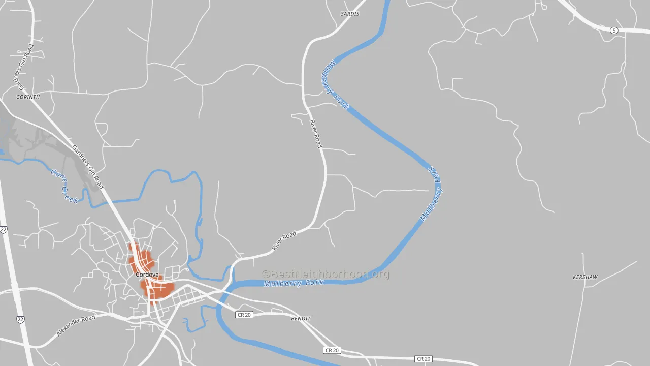 Bike Grade map of Benoit, AL
