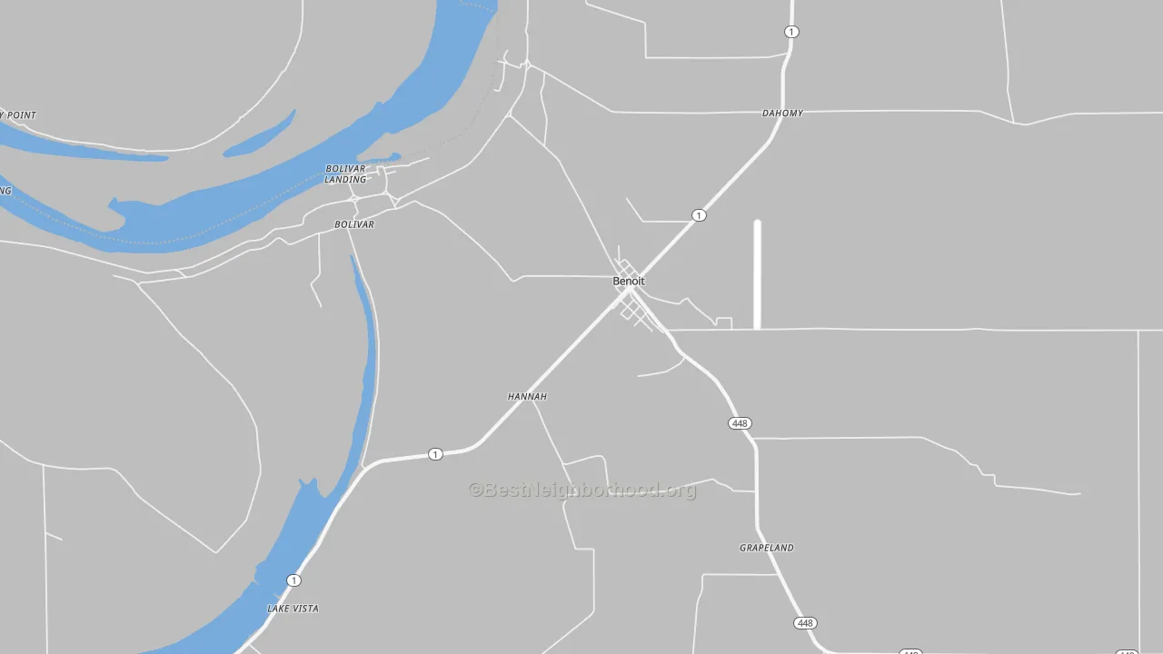 Bike Grade map of Benoit, MS
