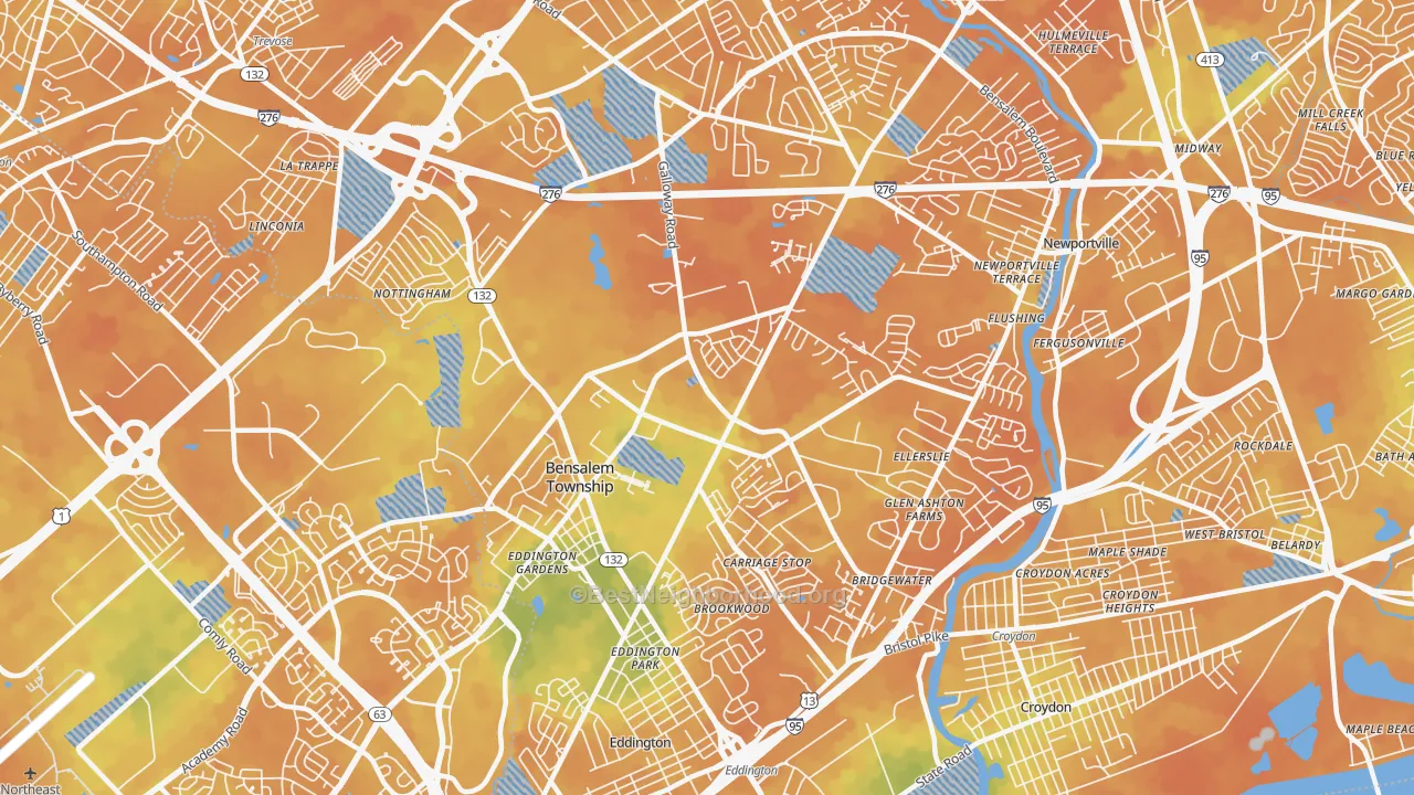 Bike Grade map of Bensalem, PA