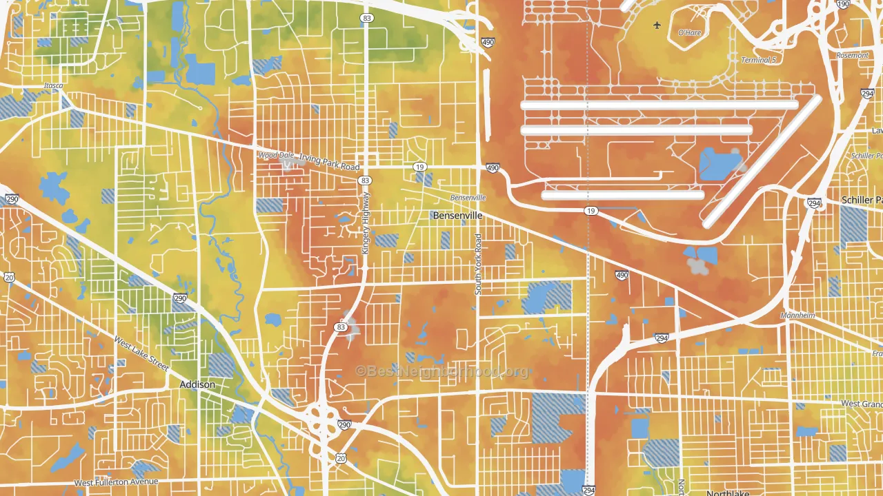 Bike Grade map of Bensenville, IL