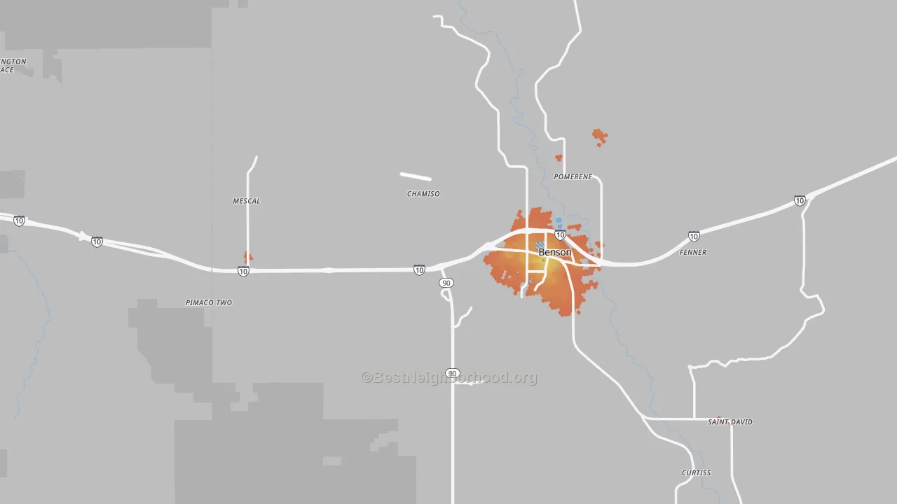 Bike Grade map of Benson, AZ