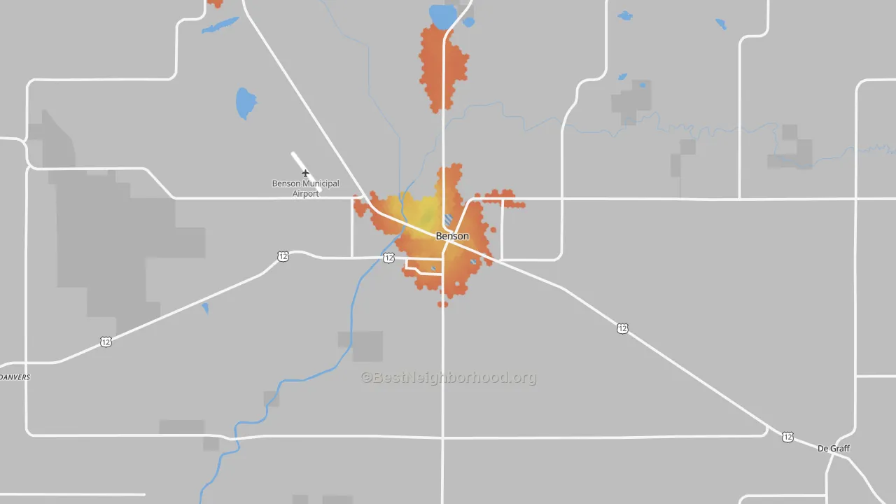 Bike Grade map of Benson, MN