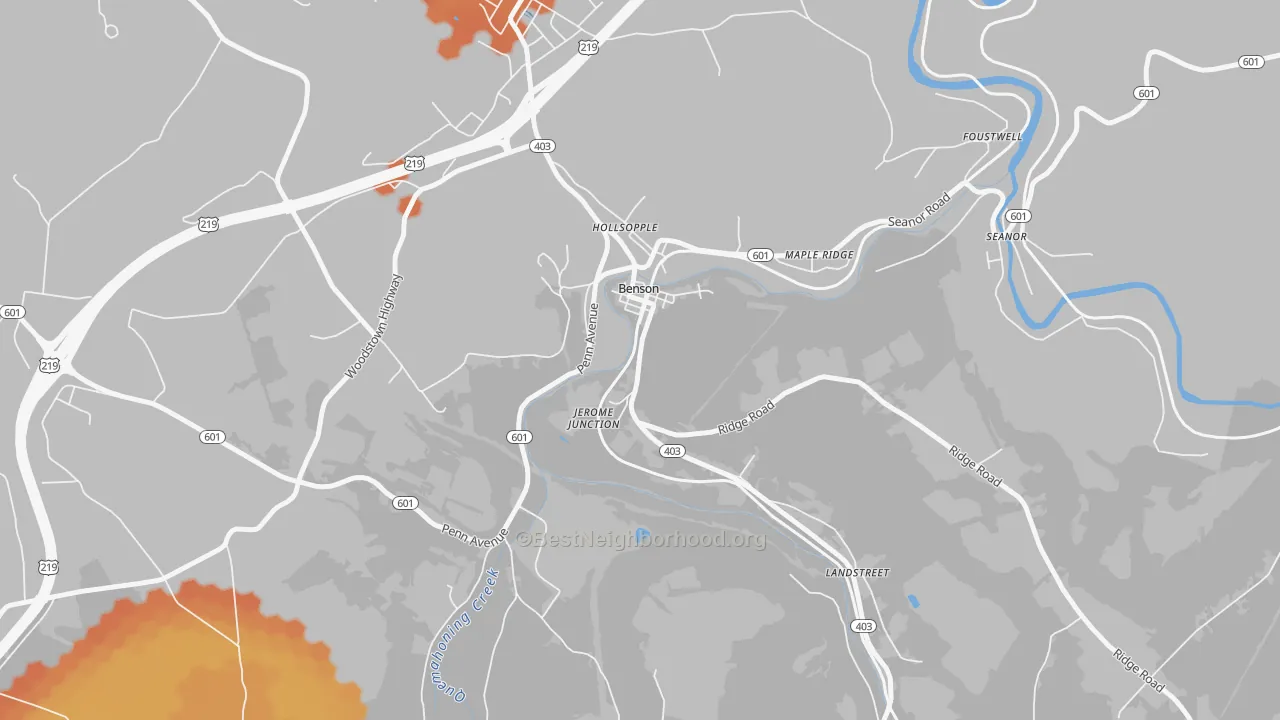 Bike Grade map of Benson, PA