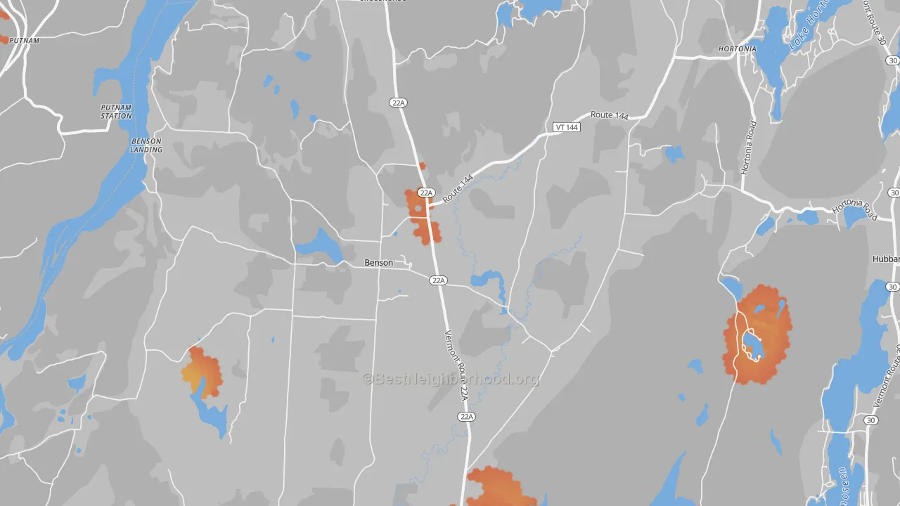 Bike Grade map of Benson, VT