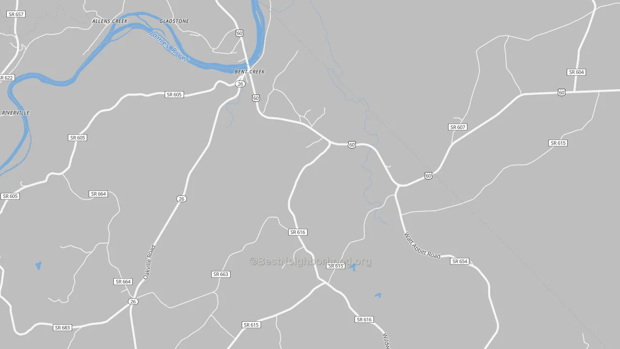 Bike Grade map of Bent Creek, VA
