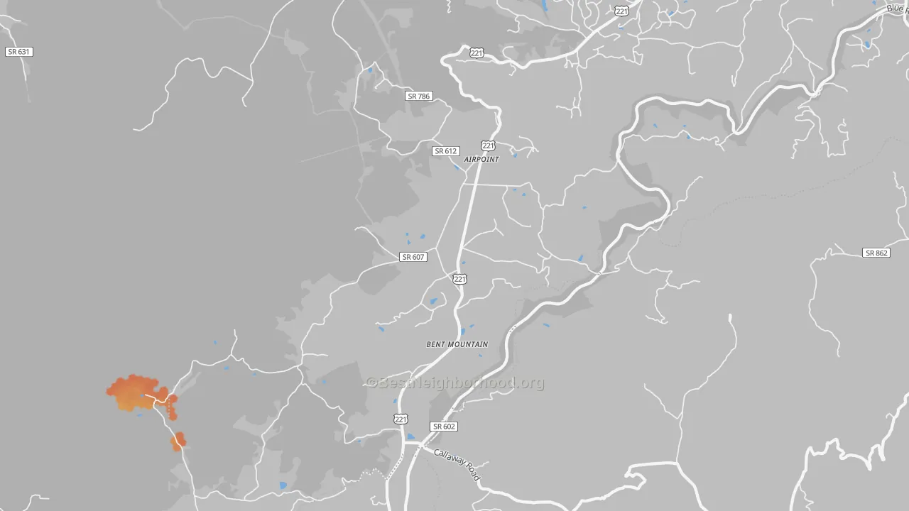 Bike Grade map of Bent Mountain, VA