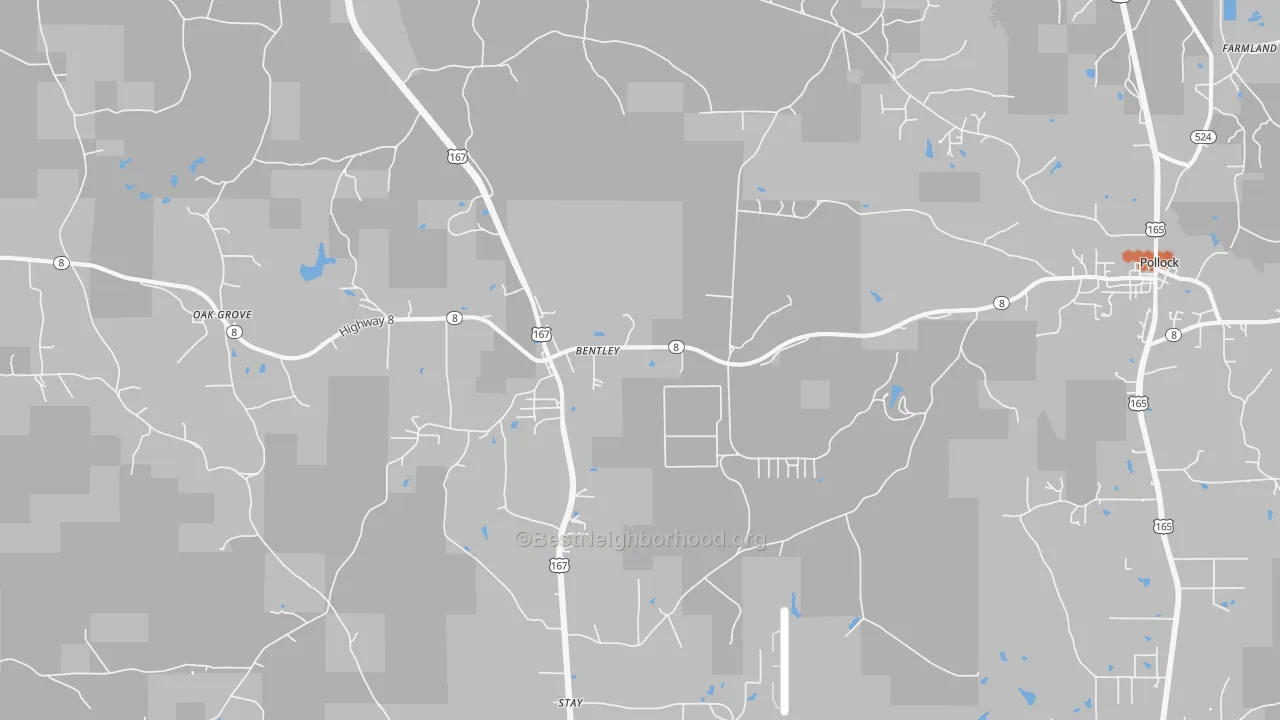 Bike Grade map of Bentley, LA