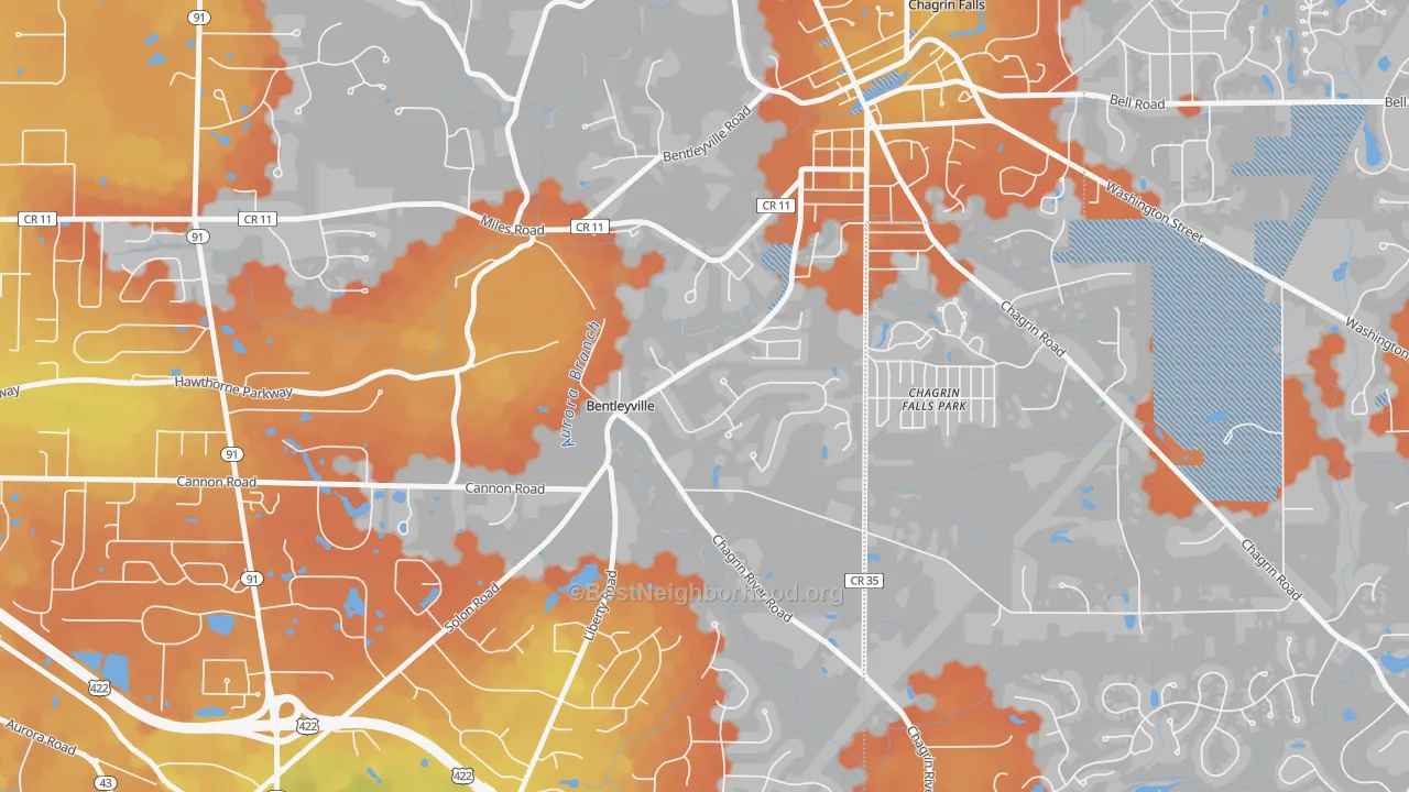 Bike Grade map of Bentleyville, OH