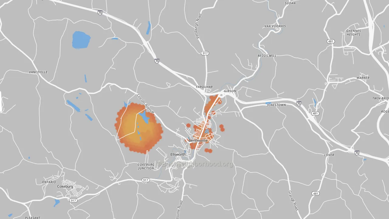 Bike Grade map of Bentleyville, PA