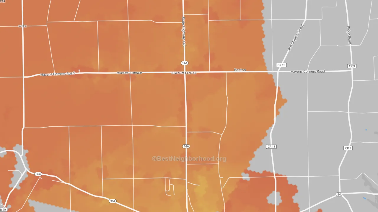 Bike Grade map of Benton Center, NY