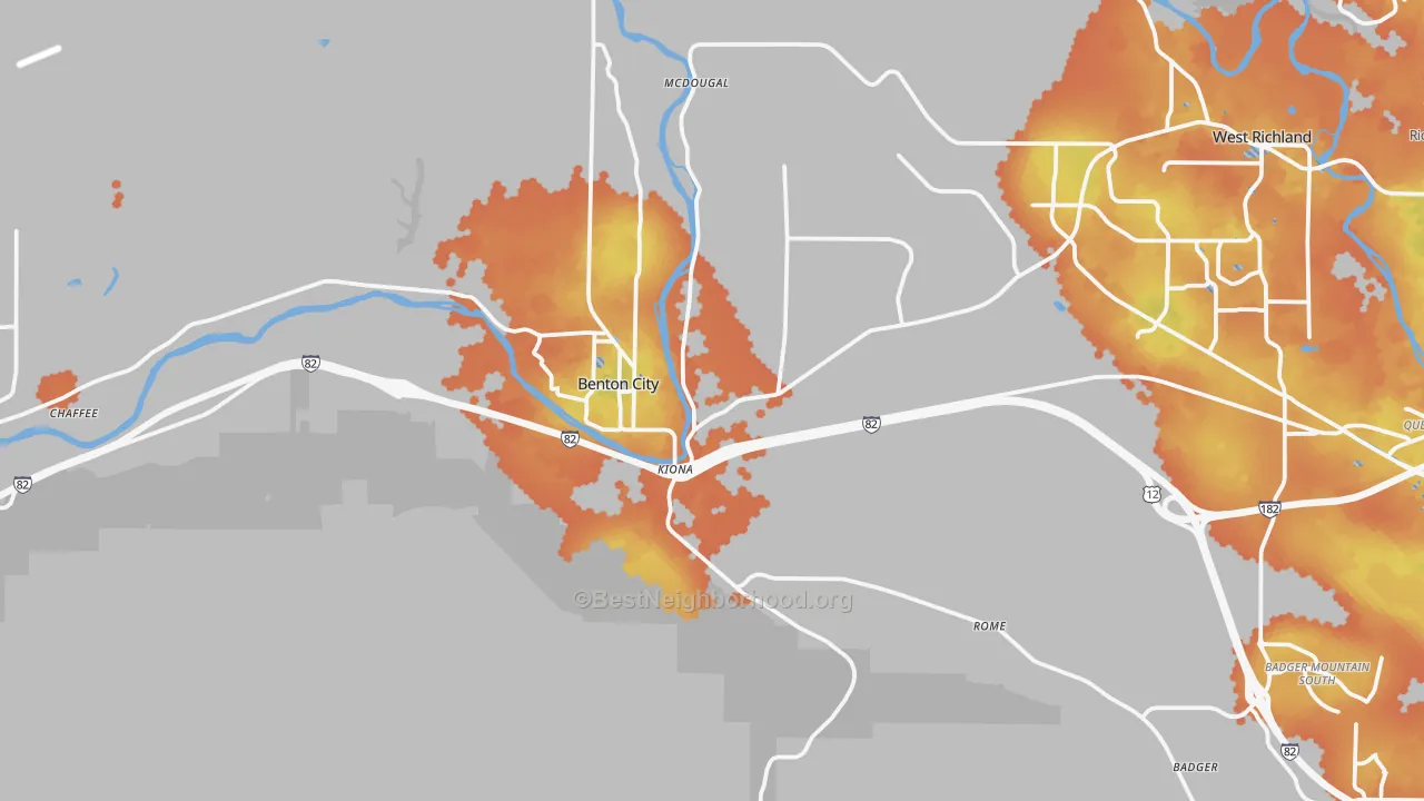 Bike Grade map of Benton City, WA