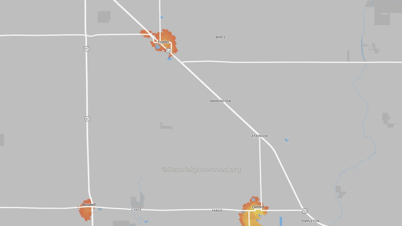 Bike Grade map of Benton County, IN