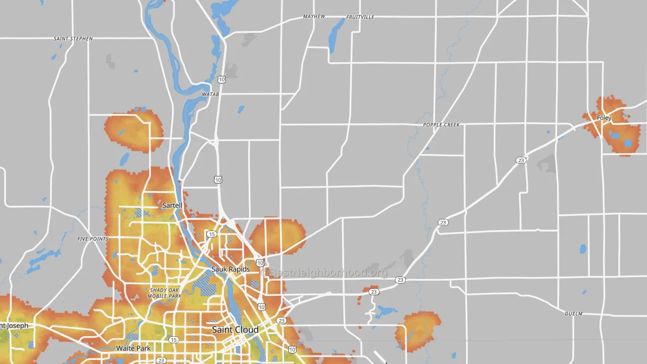Bike Grade map of Benton County, MN