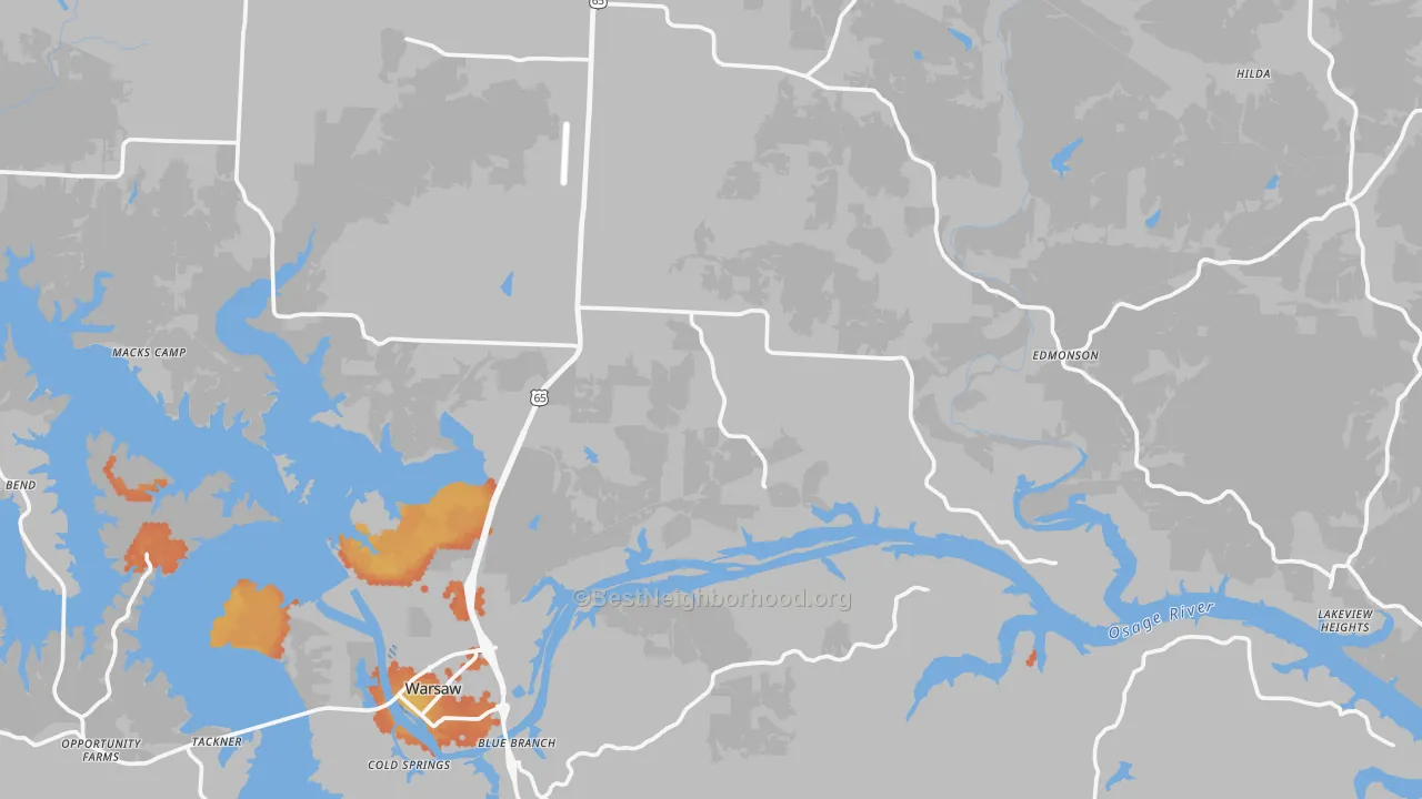 Bike Grade map of Benton County, MO
