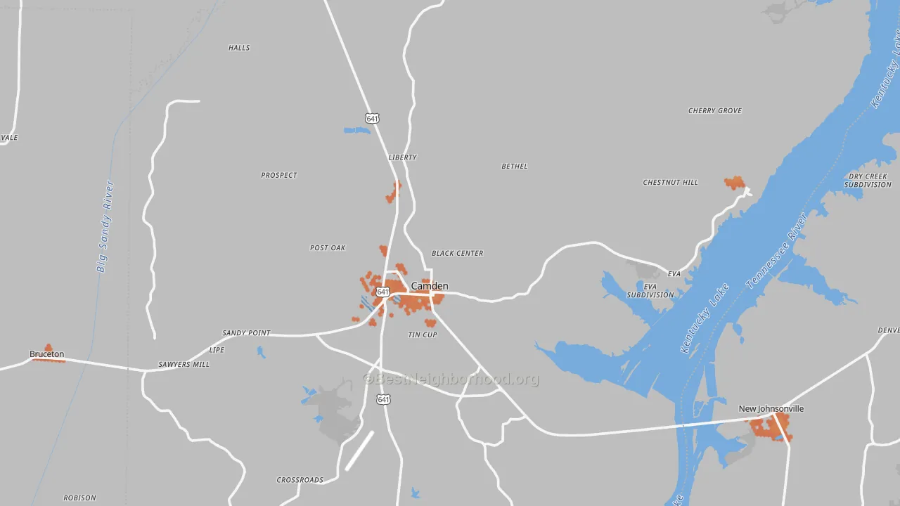 Bike Grade map of Benton County, TN