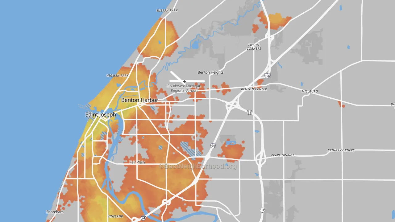 Bike Grade map of Benton Harbor, MI