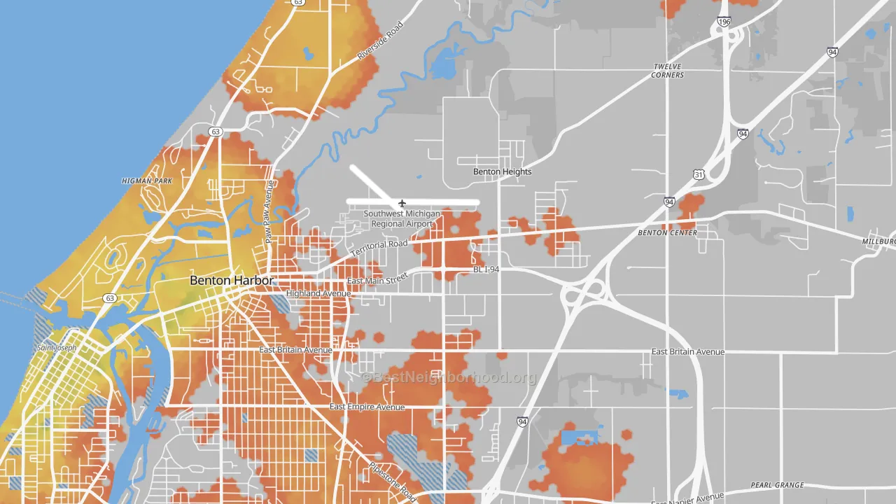 Bike Grade map of Benton Heights, MI