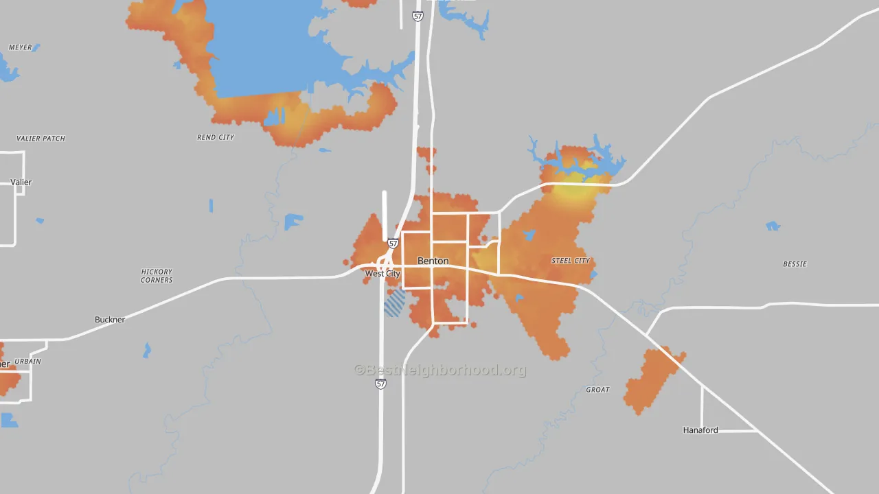Bike Grade map of Benton, IL