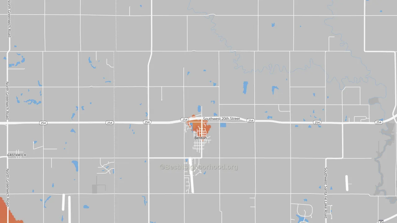 Bike Grade map of Benton, KS