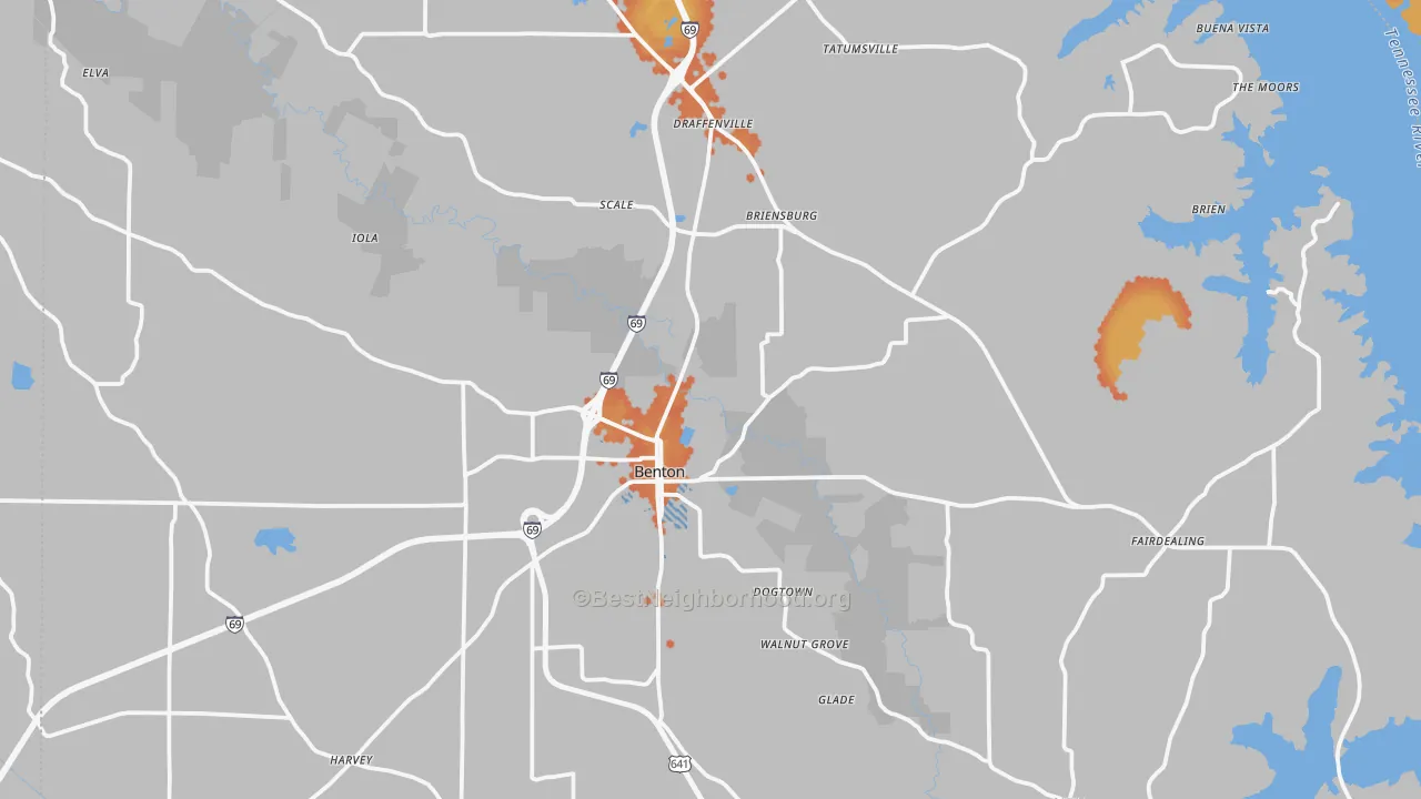 Bike Grade map of Benton, KY