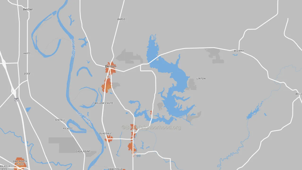 Bike Grade map of Benton, LA