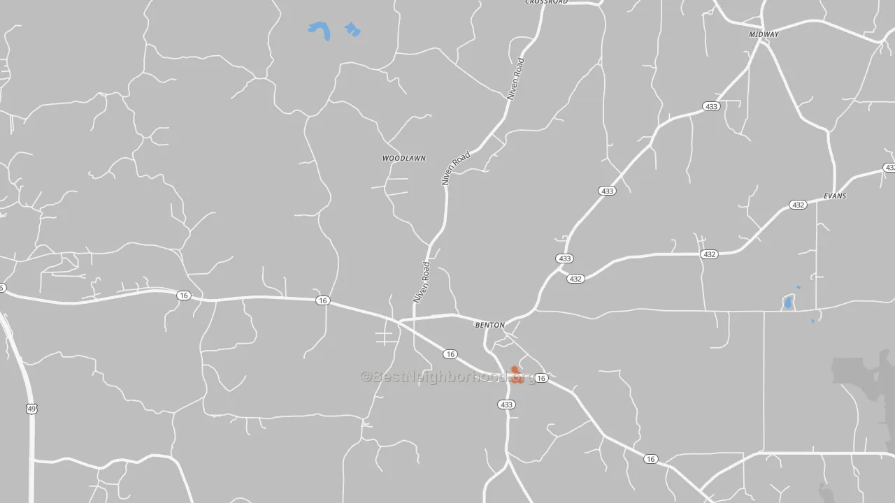 Bike Grade map of Benton, MS