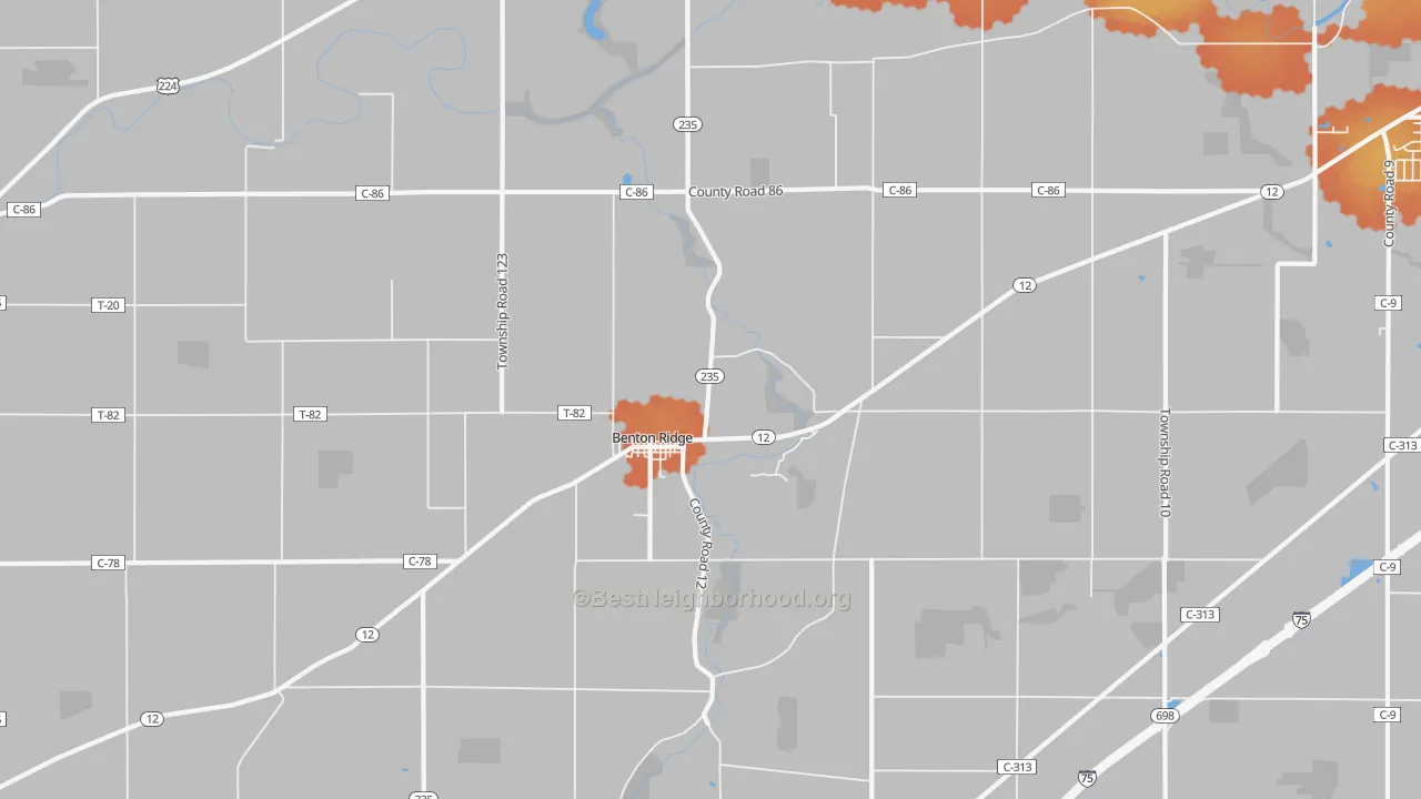 Bike Grade map of Benton Ridge, OH